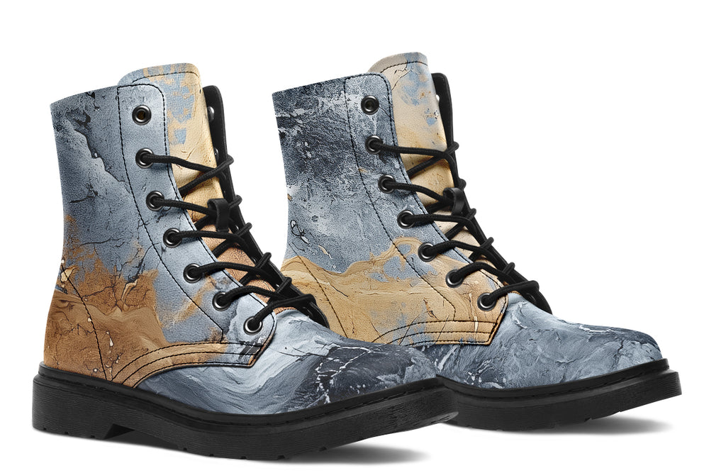 Storm Marble Boots - Vegan Leather Doc-Style Boots with Durable Stitched on Soles