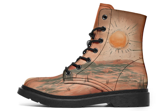 Terracotta Glow Boots - Vegan Leather Doc-Style Boots with Durable Stitched on Soles