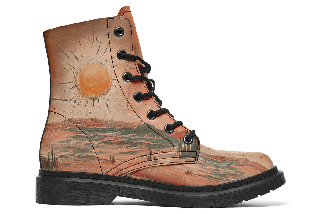 Terracotta Glow Boots - Vegan Leather Doc-Style Boots with Durable Stitched on Soles