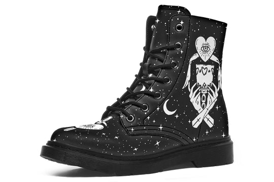 The Lovers Tarot Boots - Vegan Leather Doc-Style Boots with Durable Stitched on Soles