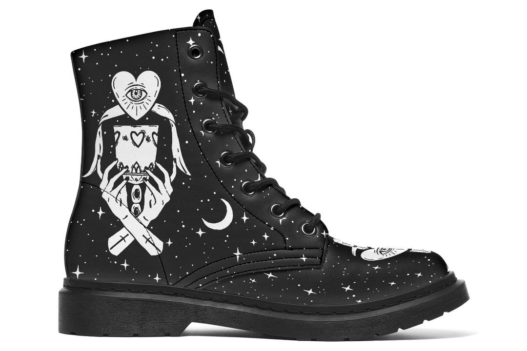 The Lovers Tarot Boots - Vegan Leather Doc-Style Boots with Durable Stitched on Soles