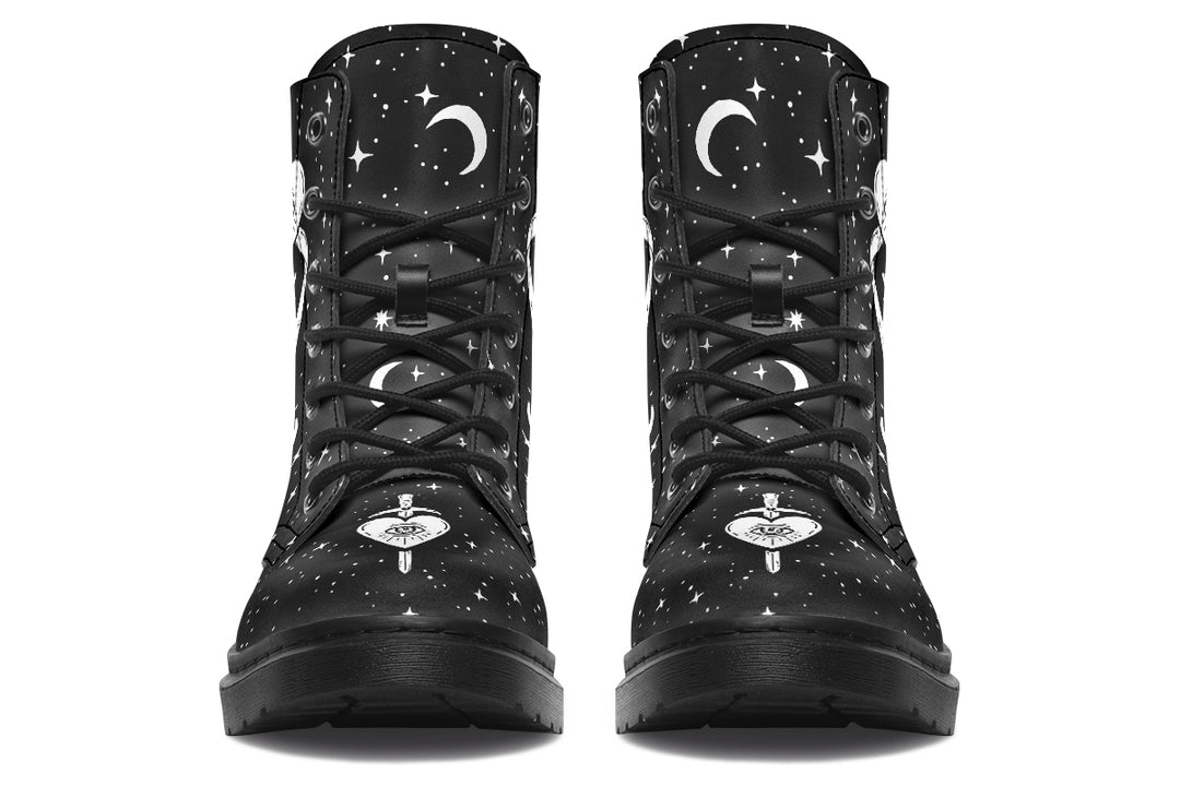 The Lovers Tarot Boots - Vegan Leather Doc-Style Boots with Durable Stitched on Soles