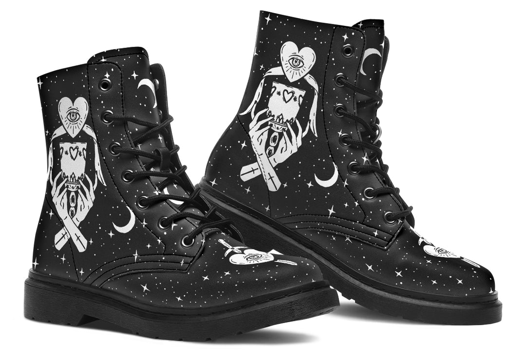 The Lovers Tarot Boots - Vegan Leather Doc-Style Boots with Durable Stitched on Soles