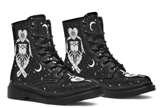 The Lovers Tarot Boots - Vegan Leather Doc-Style Boots with Durable Stitched on Soles