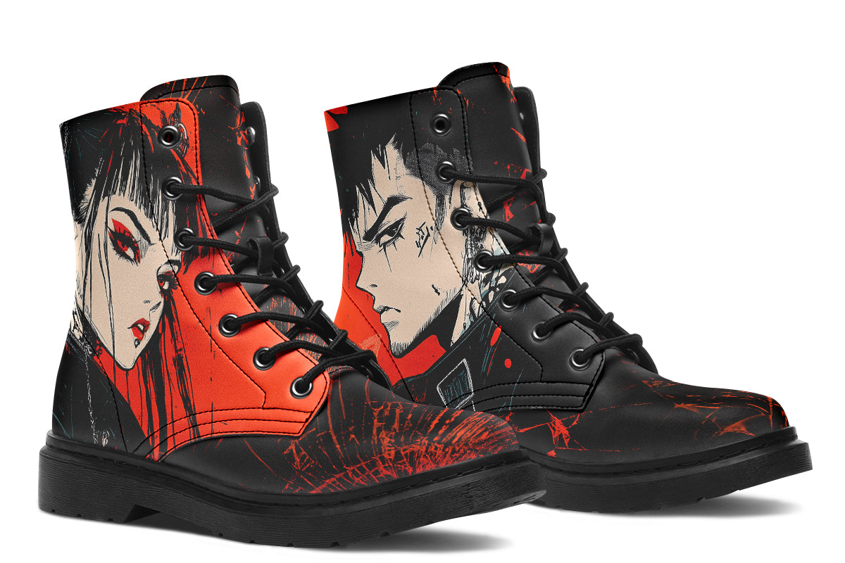 The Redline Boots – Rogue + Wolf Vegan-PU Leather Anime Streetwear Boots