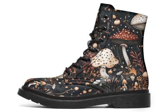 Toadstool Harvest Boots - Vegan Leather Doc-Style Boots with Durable Stitched on Soles