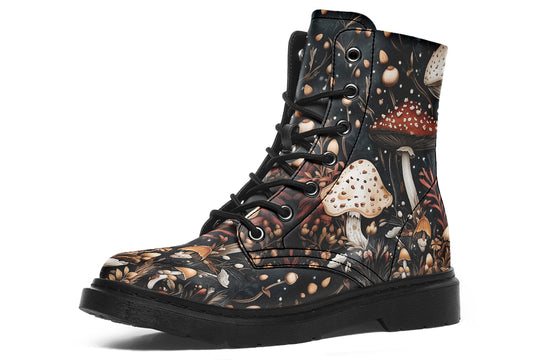 Toadstool Harvest Boots - Vegan Leather Doc-Style Boots with Durable Stitched on Soles