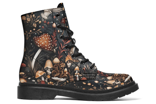 Toadstool Harvest Boots - Vegan Leather Doc-Style Boots with Durable Stitched on Soles