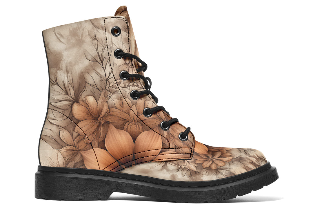 Totemwolf Mandala Boots - Vegan Leather Doc-Style Boots with Durable Stitched on Soles