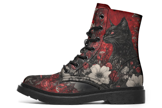 Twilight Cat Boots - Vegan Leather Doc-Style Boots with Durable Stitched on Soles