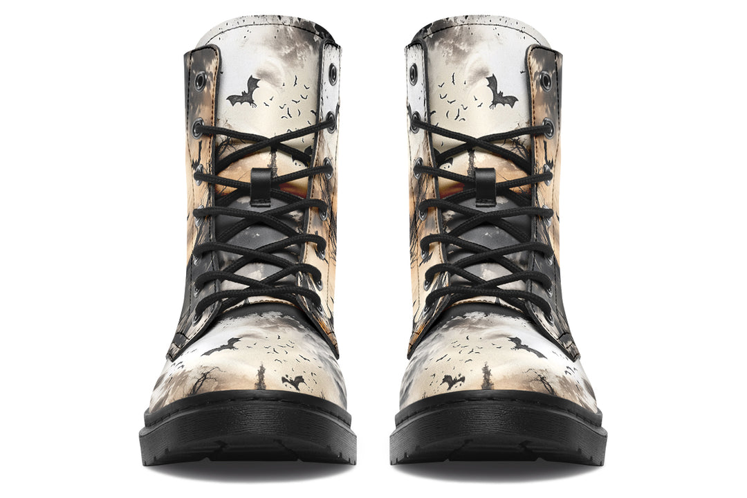 Vampire Mansion Boots - Vegan Leather Doc-Style Boots with Durable Stitched on Soles