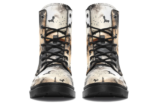 Vampire Mansion Boots - Vegan Leather Doc-Style Boots with Durable Stitched on Soles