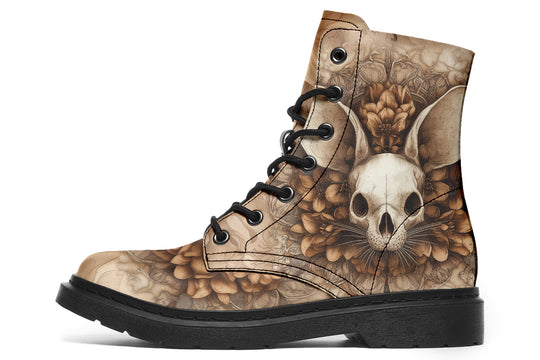 Veilmouse Mandala Boots - Vegan Leather Doc-Style Boots with Durable Stitched on Soles