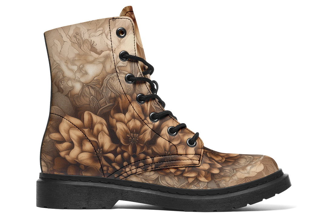 Veilmouse Mandala Boots - Vegan Leather Doc-Style Boots with Durable Stitched on Soles