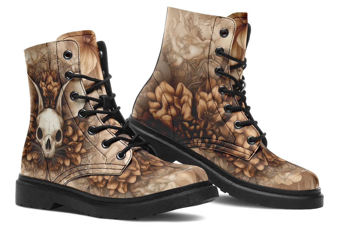 Veilmouse Mandala Boots - Vegan Leather Doc-Style Boots with Durable Stitched on Soles