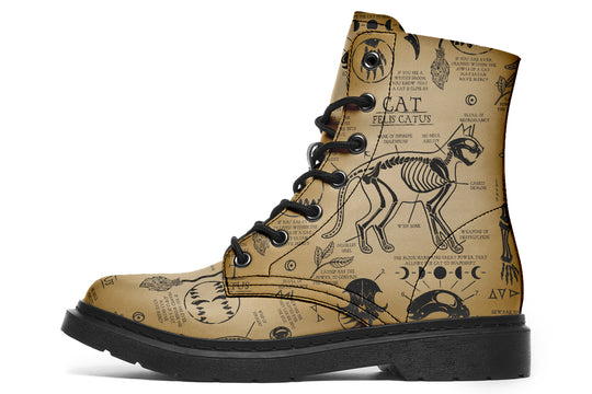 Velum Cat Study Boots - Vegan Leather Doc-Style Boots with Durable Stitched on Soles