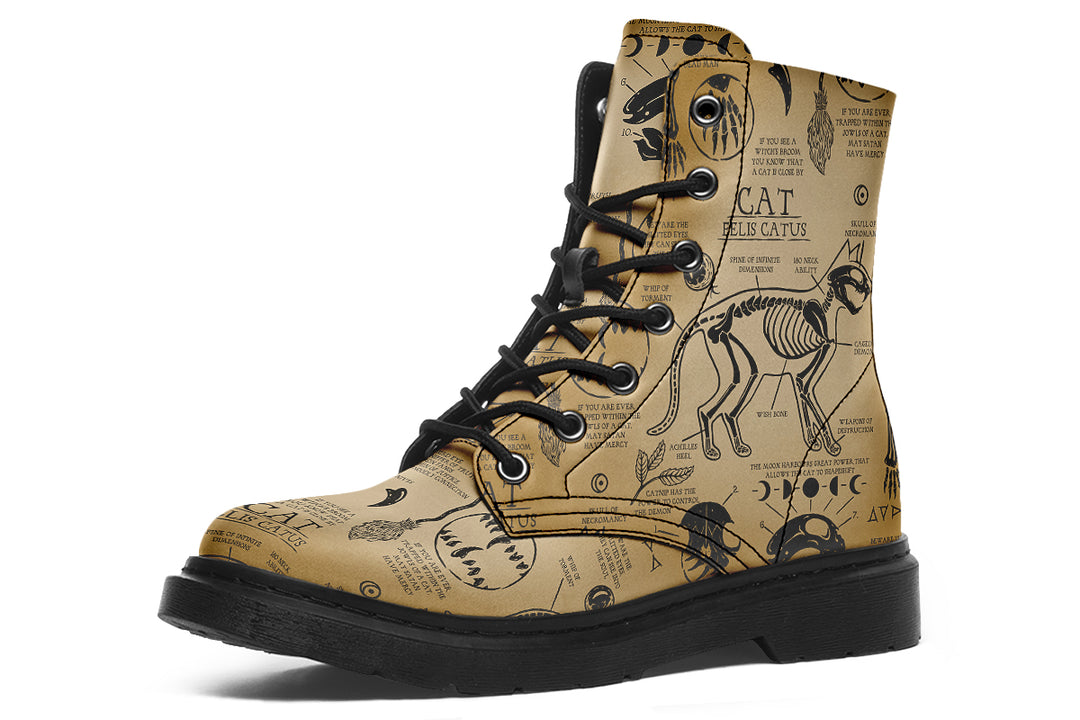 Velum Cat Study Boots - Vegan Leather Doc-Style Boots with Durable Stitched on Soles