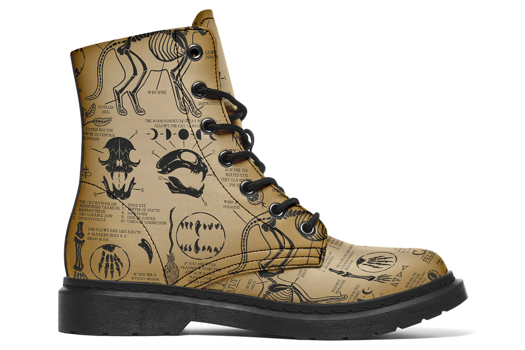 Velum Cat Study Boots - Vegan Leather Doc-Style Boots with Durable Stitched on Soles