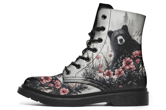 Wildflower Bear Boots - Vegan Leather Doc-Style Boots with Durable Stitched on Soles