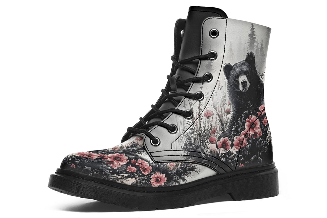 Wildflower Bear Boots - Vegan Leather Doc-Style Boots with Durable Stitched on Soles