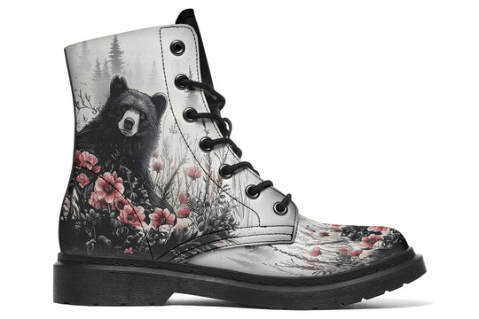 Wildflower Bear Boots - Vegan Leather Doc-Style Boots with Durable Stitched on Soles