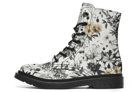 Wildflower Boots - Vegan Leather Doc-Style Boots with Durable Stitched on Soles