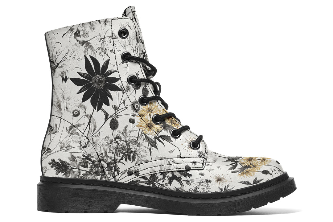 Wildflower Boots - Vegan Leather Doc-Style Boots with Durable Stitched on Soles