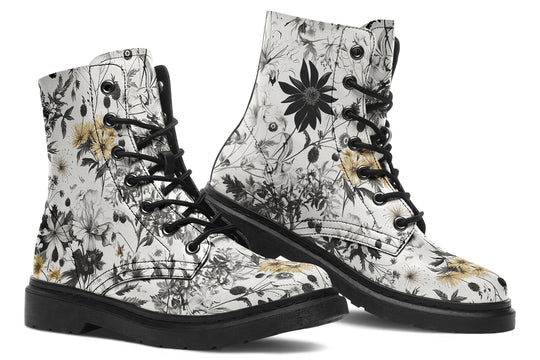 Wildflower Boots - Vegan Leather Doc-Style Boots with Durable Stitched on Soles