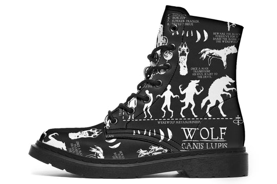 Wolf Study Boots - Vegan Leather Doc-Style Boots with Durable Stitched on Soles