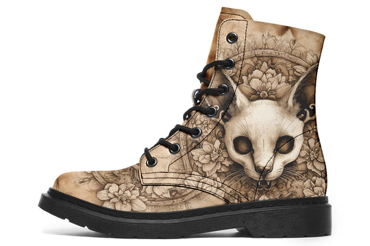 Wraithcat Mandala Boots - Vegan Leather Doc-Style Boots with Durable Stitched on Soles