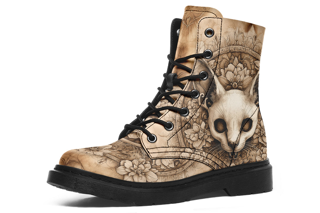 Wraithcat Mandala Boots - Vegan Leather Doc-Style Boots with Durable Stitched on Soles