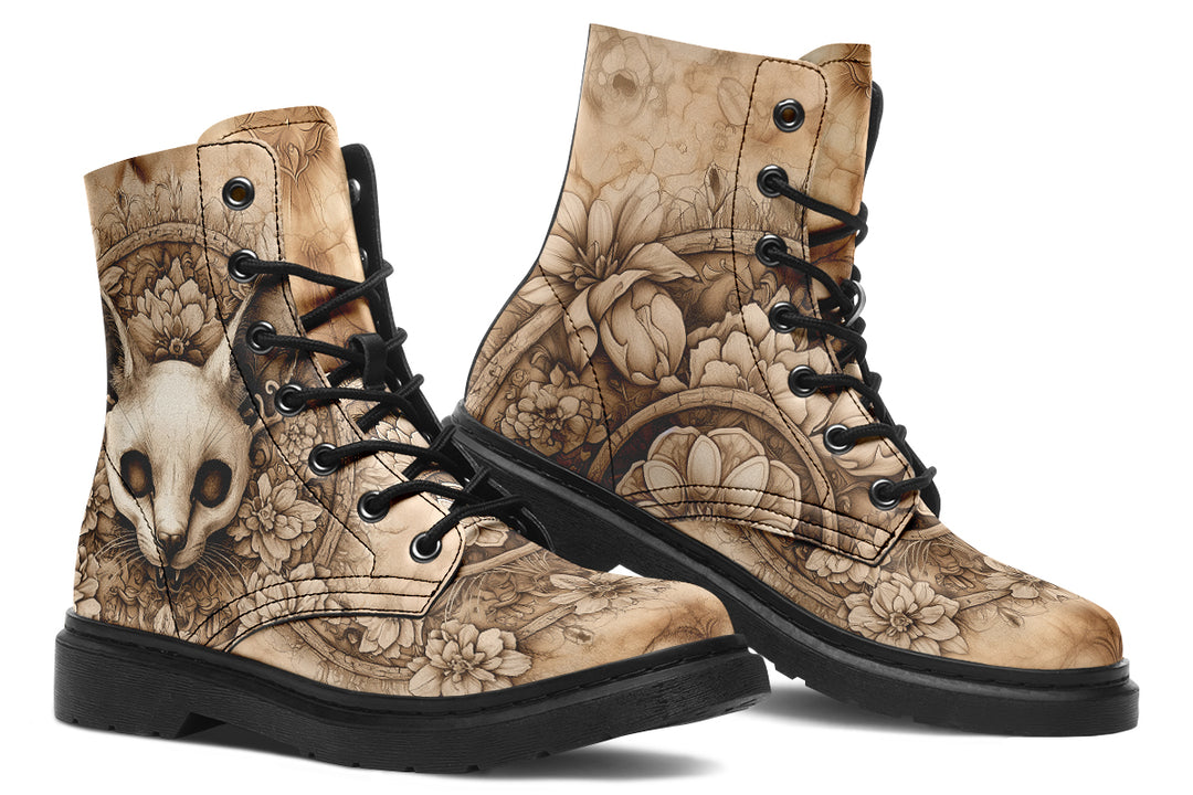 Wraithcat Mandala Boots - Vegan Leather Doc-Style Boots with Durable Stitched on Soles