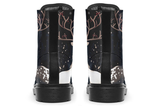 Yule Antlers Boots - Vegan Leather Doc-Style Boots with Durable Stitched on Soles