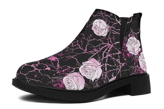 Amethyst Kintsugi Rose Chelsea Boots - Comfy Slip-On - Soft & Water-Resistant Micro-Suede Vegan Shoes