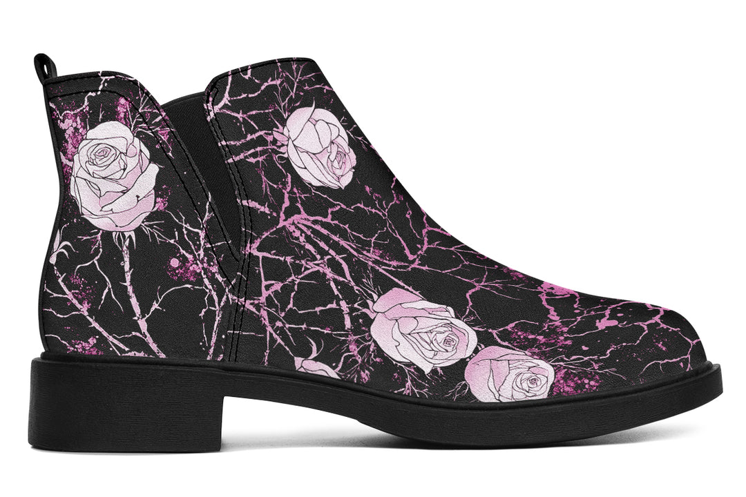 Amethyst Kintsugi Rose Chelsea Boots - Comfy Slip-On - Soft & Water-Resistant Micro-Suede Vegan Shoes