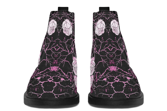 Amethyst Kintsugi Rose Chelsea Boots - Comfy Slip-On - Soft & Water-Resistant Micro-Suede Vegan Shoes