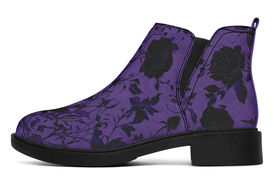 Amethyst Rose Romance Chelsea Boots - Comfy Slip-On - Soft & Water-Resistant Micro-Suede Vegan Shoes