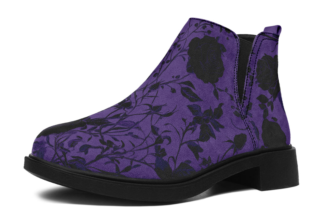 Amethyst Rose Romance Chelsea Boots - Comfy Slip-On - Soft & Water-Resistant Micro-Suede Vegan Shoes