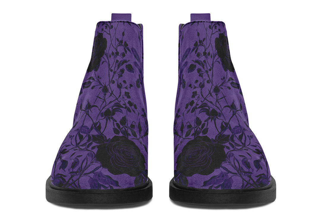 Amethyst Rose Romance Chelsea Boots - Comfy Slip-On - Soft & Water-Resistant Micro-Suede Vegan Shoes