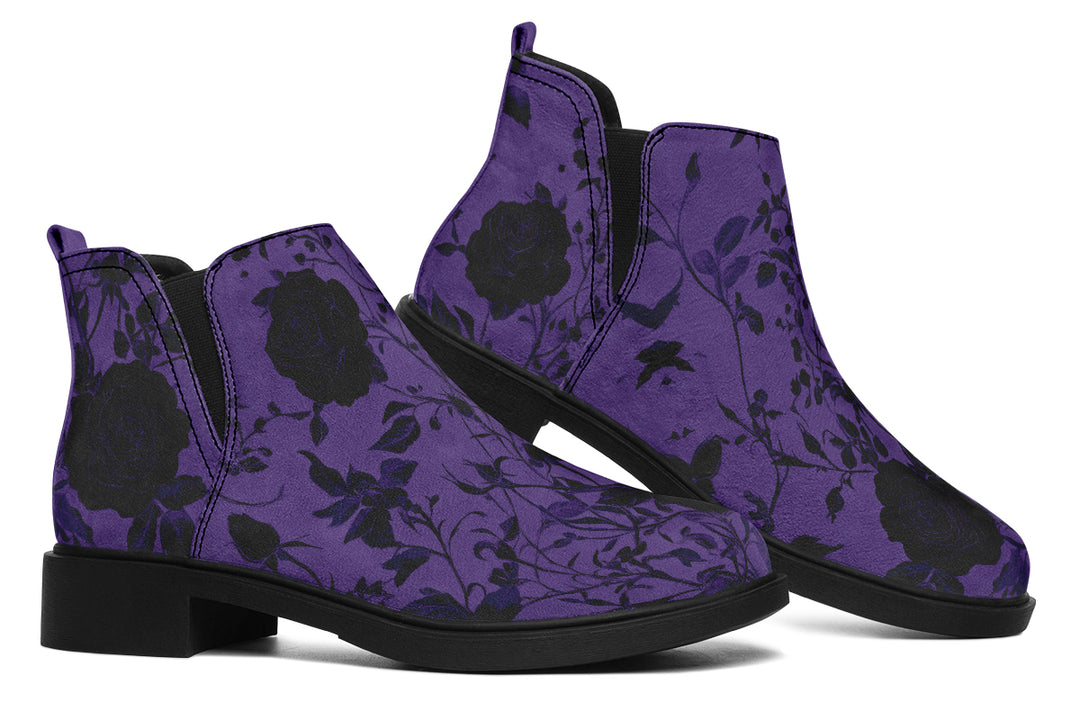 Amethyst Rose Romance Chelsea Boots - Comfy Slip-On - Soft & Water-Resistant Micro-Suede Vegan Shoes