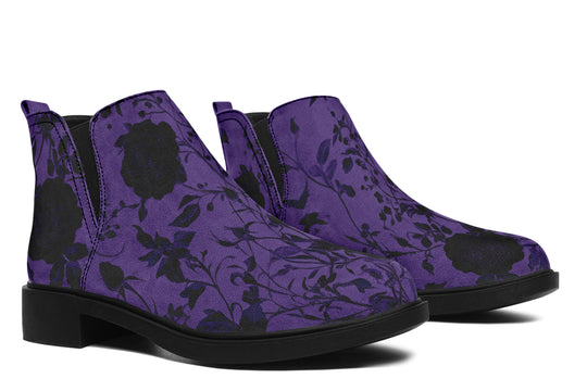 Amethyst Rose Romance Chelsea Boots - Comfy Slip-On - Soft & Water-Resistant Micro-Suede Vegan Shoes