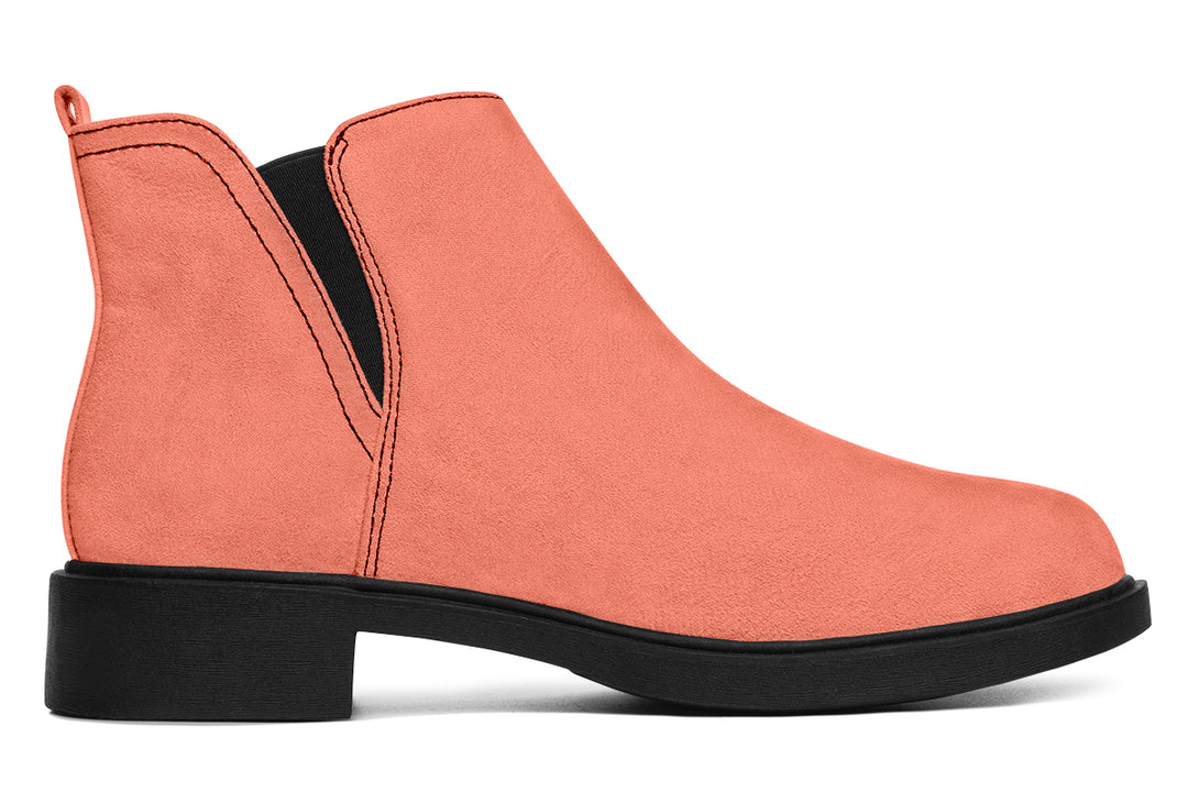 Coral Blush Chelsea Boots - Comfy Slip-On - Soft & Water-Resistant Micro-Suede Vegan Shoes