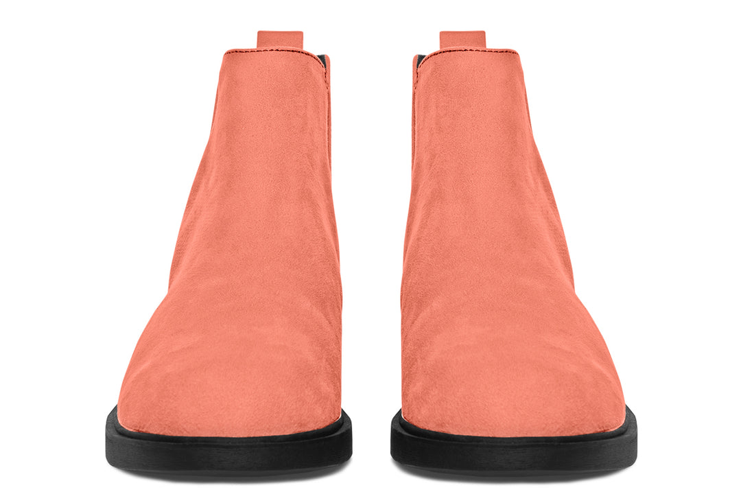 Coral Blush Chelsea Boots - Comfy Slip-On - Soft & Water-Resistant Micro-Suede Vegan Shoes