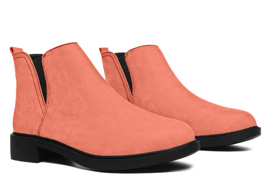 Coral Blush Chelsea Boots - Comfy Slip-On - Soft & Water-Resistant Micro-Suede Vegan Shoes