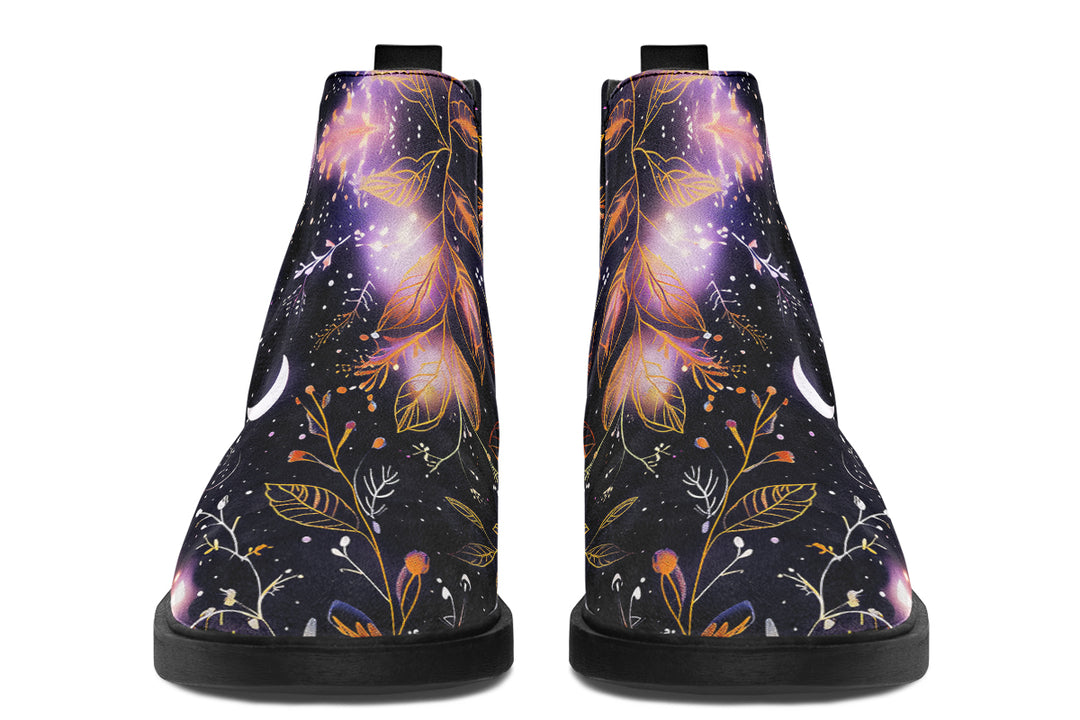 Cosmic Petals Chelsea Boots - Comfy Slip-On - Soft & Water-Resistant Micro-Suede Vegan Shoes