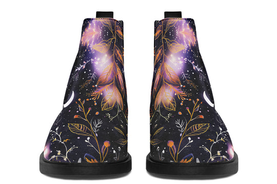 Cosmic Petals Chelsea Boots - Comfy Slip-On - Soft & Water-Resistant Micro-Suede Vegan Shoes