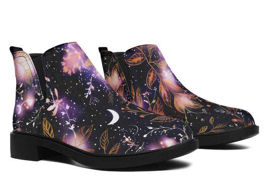 Cosmic Petals Chelsea Boots - Comfy Slip-On - Soft & Water-Resistant Micro-Suede Vegan Shoes