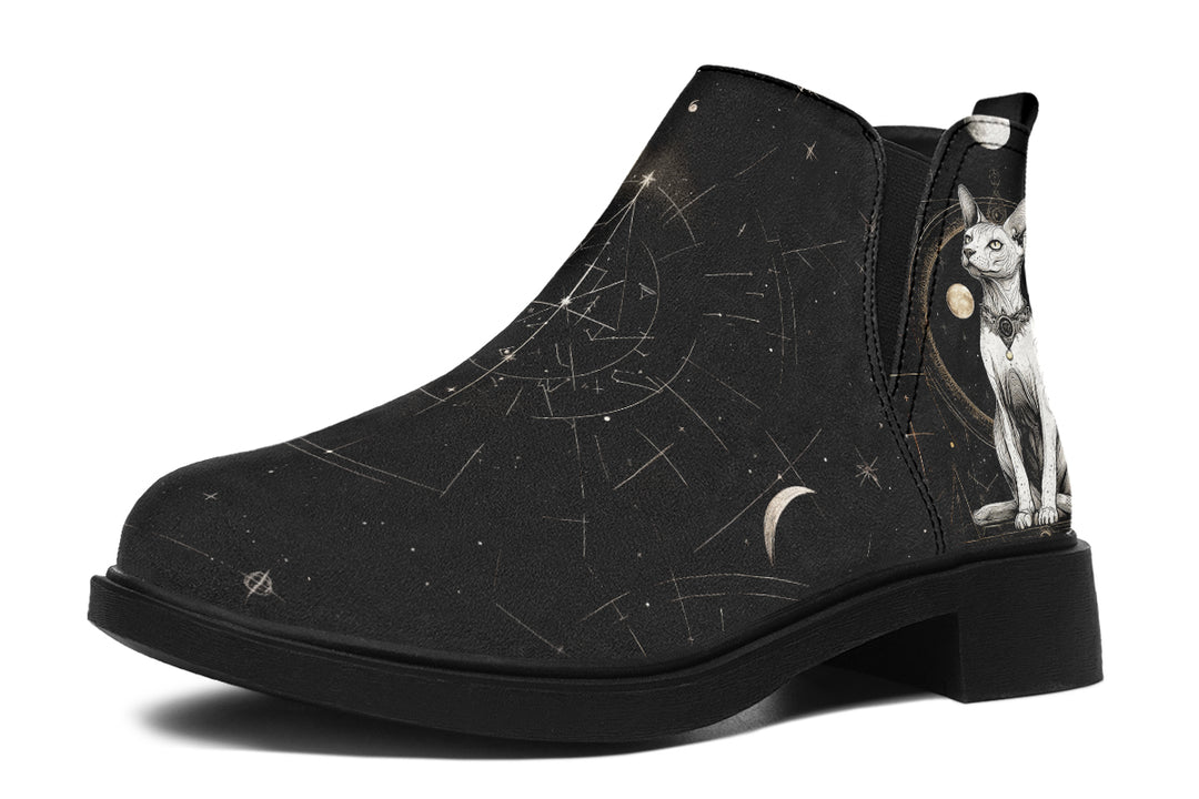 Cosmic Sphynx Cat Chelsea Boots - Comfy Slip-On - Soft & Water-Resistant Micro-Suede Vegan Shoes