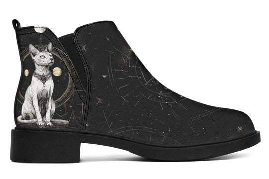 Cosmic Sphynx Cat Chelsea Boots - Comfy Slip-On - Soft & Water-Resistant Micro-Suede Vegan Shoes