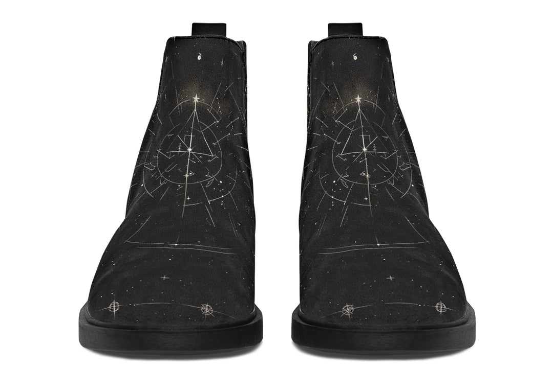 Cosmic Sphynx Cat Chelsea Boots - Comfy Slip-On - Soft & Water-Resistant Micro-Suede Vegan Shoes